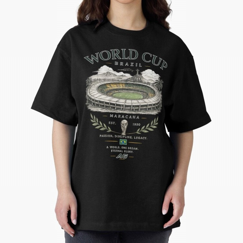 Brazil World Cup Maracana Streetwear Oversized T-Shirt Join the Global Buzz around Match Day Hype around FIFA World Cup 2026 USA Canada Mexico, Mbappe, Brazil, Portugal and Argentina, Fan Favorite Moments, National Team Passion, Big Match Drama and