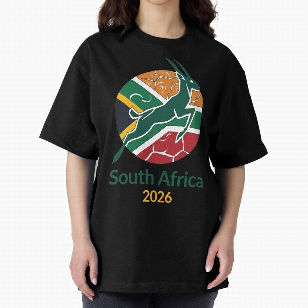 South Africa 2026 Oversized T-Shirt Celebrate National Team Dreams in FIFA World Cup 2026 Group Stage with Messi, Brazil, Portugal and Argentina Energy, Goal Celebration Energy, Supporter Heritage, Football Icons and Worldwide Tournament Joy;
