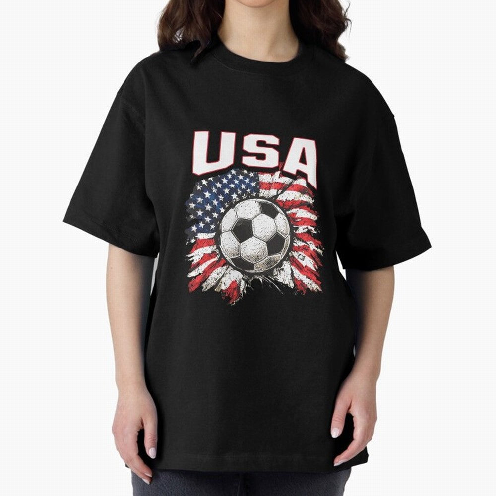 2026 Cup Flag Soccer Pride Fun Family USA Oversized T-Shirt Upgrade FIFA World Cup 2026 USA Canada Mexico Inspired by Messi and Cristiano Ronaldo, Spain and Netherlands Energy, Global Supporter Spirit, Legendary Goals, National Colors and
