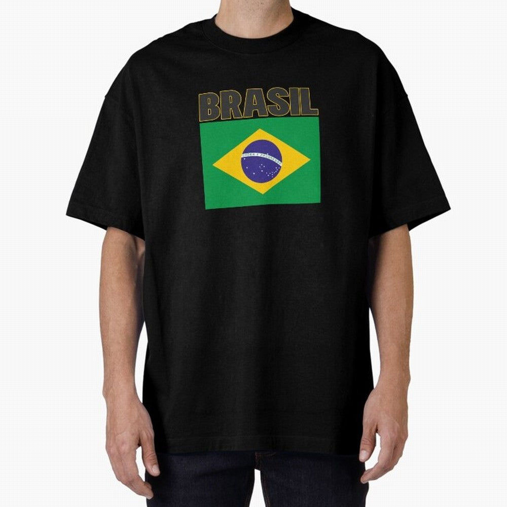 Brasil Flag Oversized T-Shirt Carry National Pride through Global Football Passion for FIFA World Cup 2026, Centered on Cristiano Ronaldo, Haaland and CR7, Spain and Netherlands, Stadium Memories, Football Loyalty, International Chants and