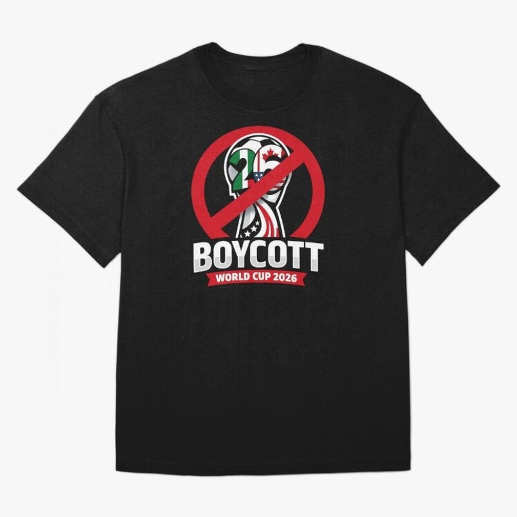 Boycott 2026 World Cup Oversized T-Shirt Fuel Match Day Hype around FIFA World Cup 2026, Messi, Portugal, Spain and Germany, Global Supporter Spirit, Legendary Goals, National Colors and Tournament Celebration; Great for Watch Parties, Sports Bars,