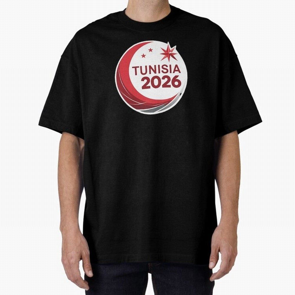 Tunisia 2026 Oversized T-Shirt Cheer through Every Moment of FIFA World Cup 2026 USA Canada Mexico Celebrating Mbappe and Neymar, Portugal, Spain and Germany Energy, Champion Mindset, Group Stage Buzz, Knockout Tension and Passionate Fan Culture;