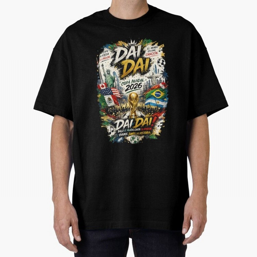 DAI DAI DESIGN FIFA 2026 Oversized T-Shirt Share FIFA World Cup 2026 Driven by Mbappe, France Energy, Vintage Soccer Flavor, Modern Football Stars, National Flags and Final Night Emotion; Ideal for Fans Who Follow Messi, Cristiano Ronaldo, CR7,