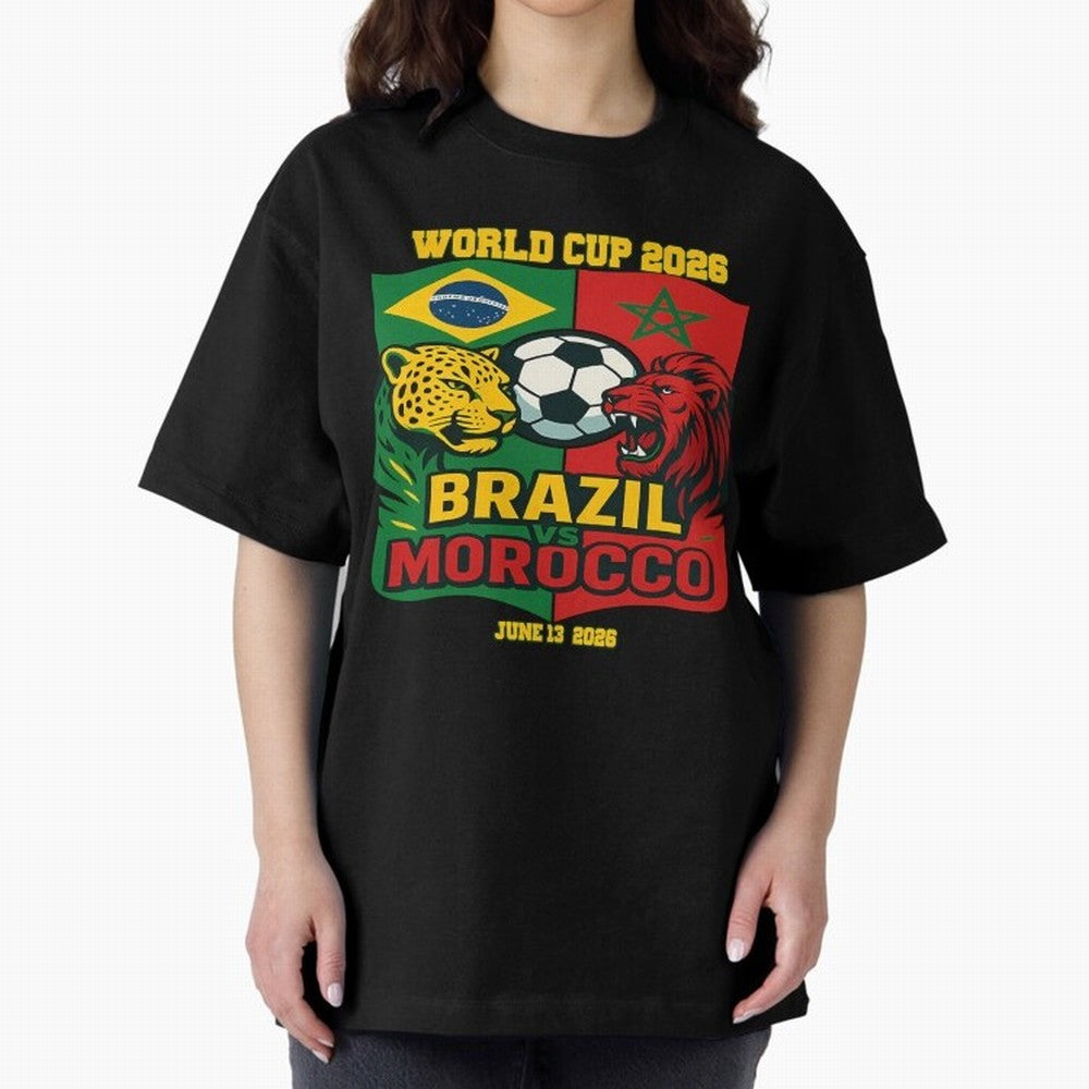 Brazil Vs Morocco June 13 2026 World Cup Soccer We Are Morocco Oversized T-Shirt Celebrate Rivalries and Pride in FIFA World Cup 2026 USA Canada Mexico for Fans of Messi and Cristiano Ronaldo and Argentina, Bringing Football History, Final Match