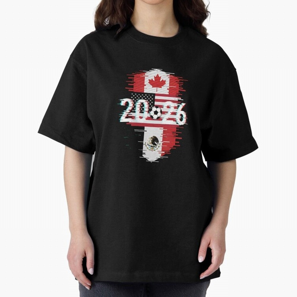 Glitched United 2026 - North America Emblem Cup T-Shirt_82794505 Oversized T-Shirt Feel International Energy from Match Day Hype around FIFA World Cup 2026 USA Canada Mexico, CR7, Portugal, Spain and Germany, Game Day Rituals, Football Legends,