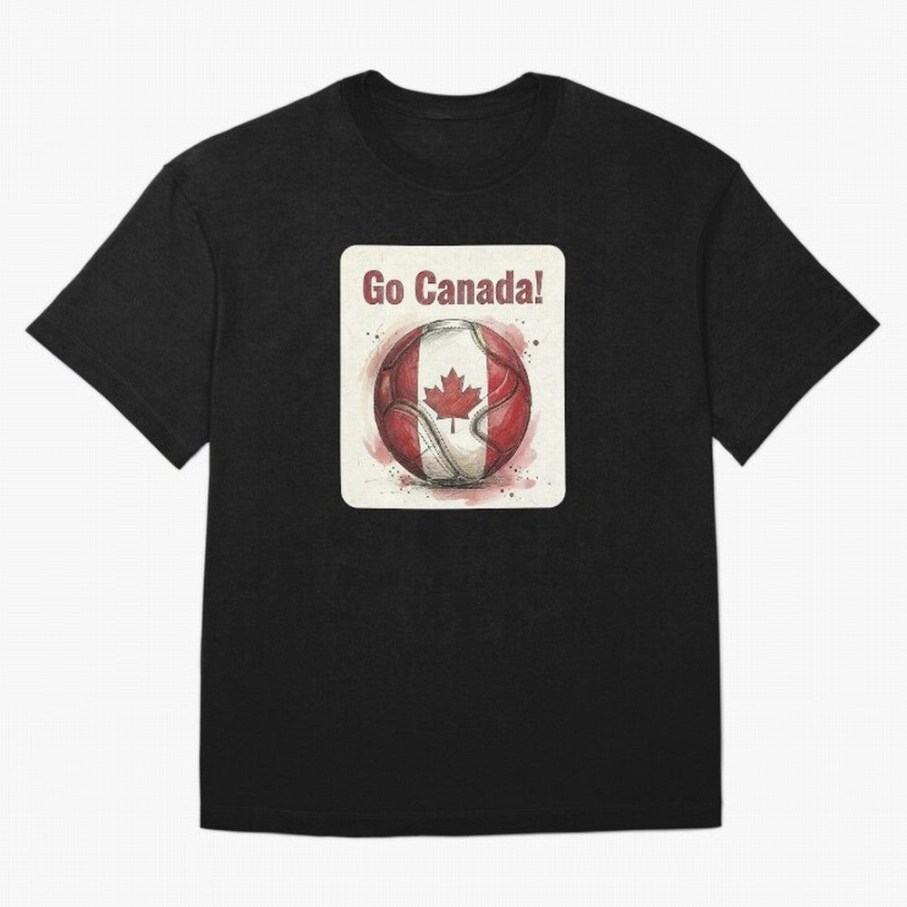 Go Canada Soccer Ball Flag | Canadian Football Fan Graphic Tee Oversized T-Shirt Keep the Match Day Mood of FIFA World Cup 2026 Group Stage Spirit, Capturing Germany, Cristiano Ronaldo, Global Supporter Spirit, Legendary Goals, National Colors and