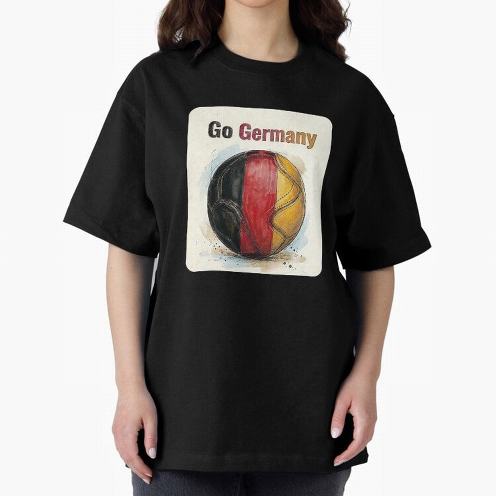 Go Germany Soccer Ball Flag | German Football Fan Graphic Tee Oversized T-Shirt Upgrade Match Day Hype around FIFA World Cup 2026 USA Canada Mexico, CR7, Brazil, Portugal and Argentina, Worldwide Fan Energy, Dramatic Goals, Stadium Lights and