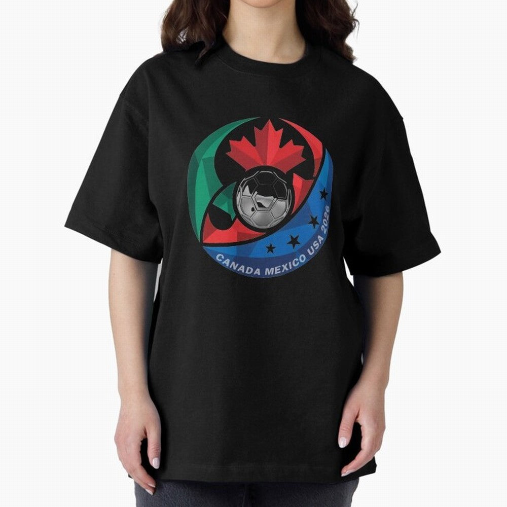 Canada Mexico USA 2026 Round Soccer Emblem Cup T-Shirt_83488590 Oversized T-Shirt Bring Match Day Fire to Match Day Hype around FIFA World Cup 2026, Messi and Cristiano Ronaldo, England, France and Netherlands, Tournament Hype, Historic Matchups,