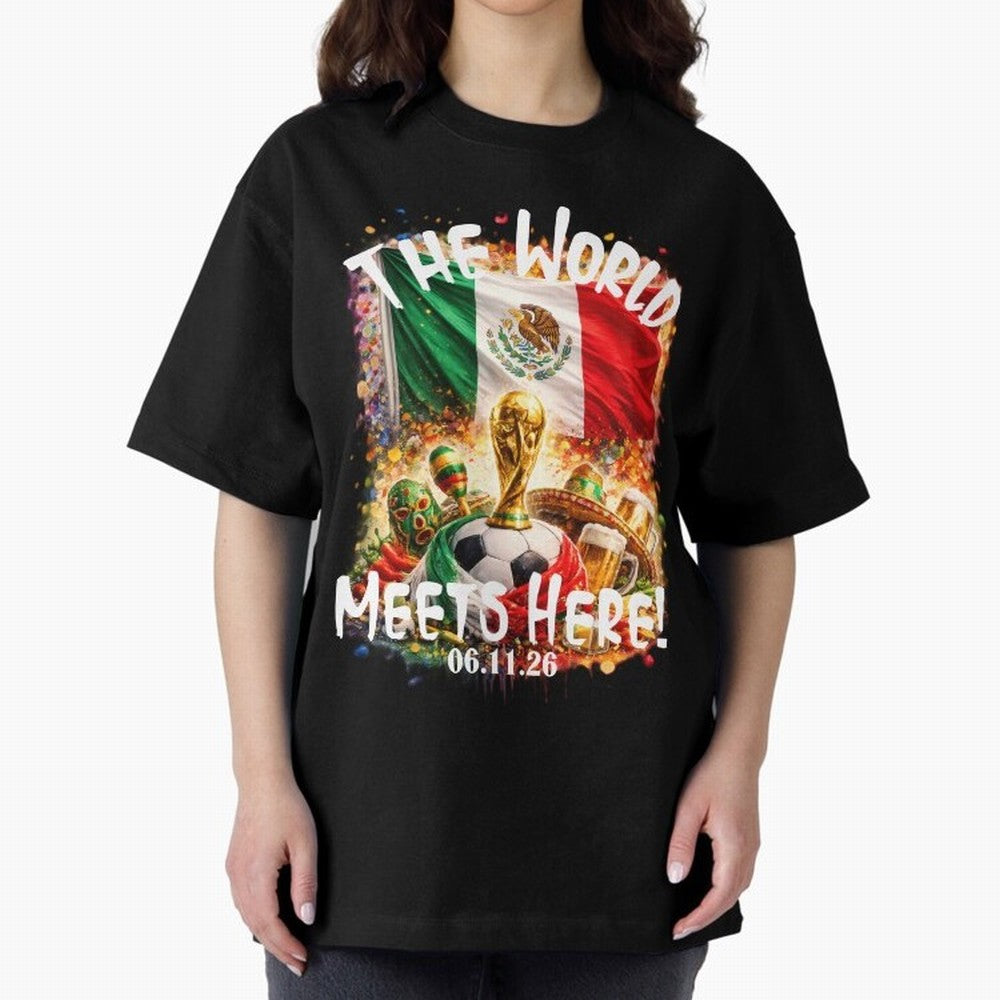 2026 World Cup Oversized T-Shirt Honor the Football Icons of Match Day Hype around FIFA World Cup 2026 Group Stage, Haaland and Mbappe, Argentina and Brazil, Vintage Soccer Flavor, Modern Football Stars, National Flags and Final Night Emotion;