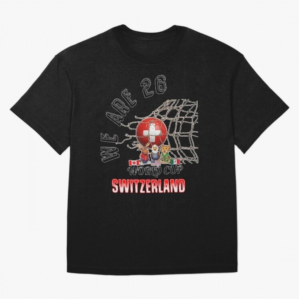 World cup 26 - Switzerland Oversized T-Shirt Show Championship Spirit for Global Football Passion for FIFA World Cup 2026 Group Stage, Made for CR7 and Messi, England, France and Netherlands, Global Supporter Spirit, Legendary Goals, National