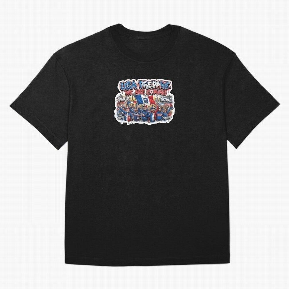 France Soccer Fans 2026 Sticker We Are Coming Oversized T-Shirt Feel the Trophy Chase of FIFA World Cup 2026 USA Canada Mexico Inspired by CR7, Germany Energy, Retro Football Energy, Iconic Rivalries, Trophy Chase Drama and Stadium Atmosphere; Made