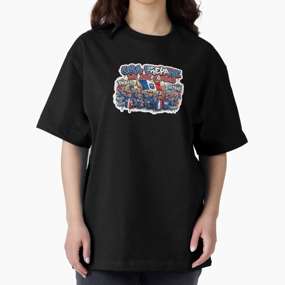 France Soccer Fans 2026 Sticker We Are Coming Oversized T-Shirt Feel the Trophy Chase of FIFA World Cup 2026 USA Canada Mexico Inspired by CR7, Germany Energy, Retro Football Energy, Iconic Rivalries, Trophy Chase Drama and Stadium Atmosphere; Made