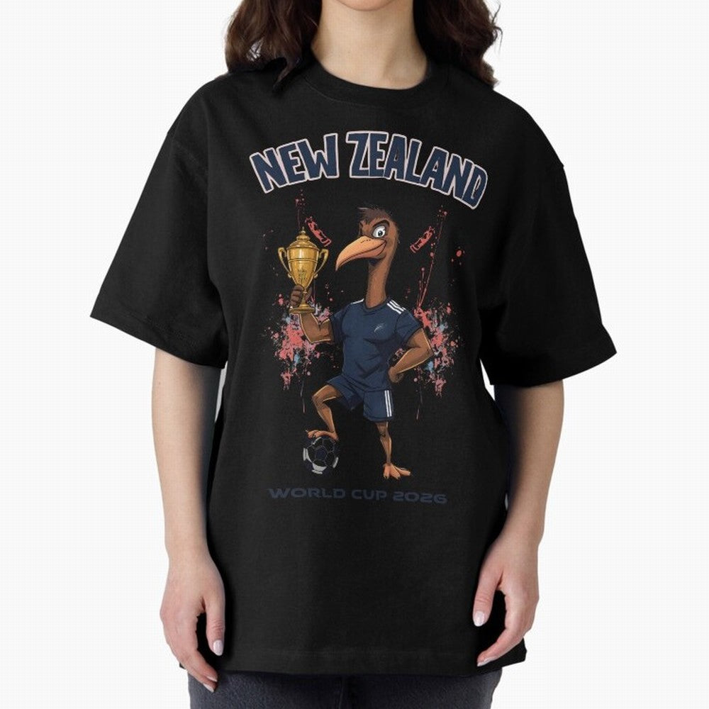 New Zealand - World Cup 2026 Oversized T-Shirt Turn Football Passion into Global Football Passion for FIFA World Cup 2026, Featuring Neymar, Haaland and Cristiano Ronaldo, England, France and Netherlands, Stadium Chants, National Pride, Trophy