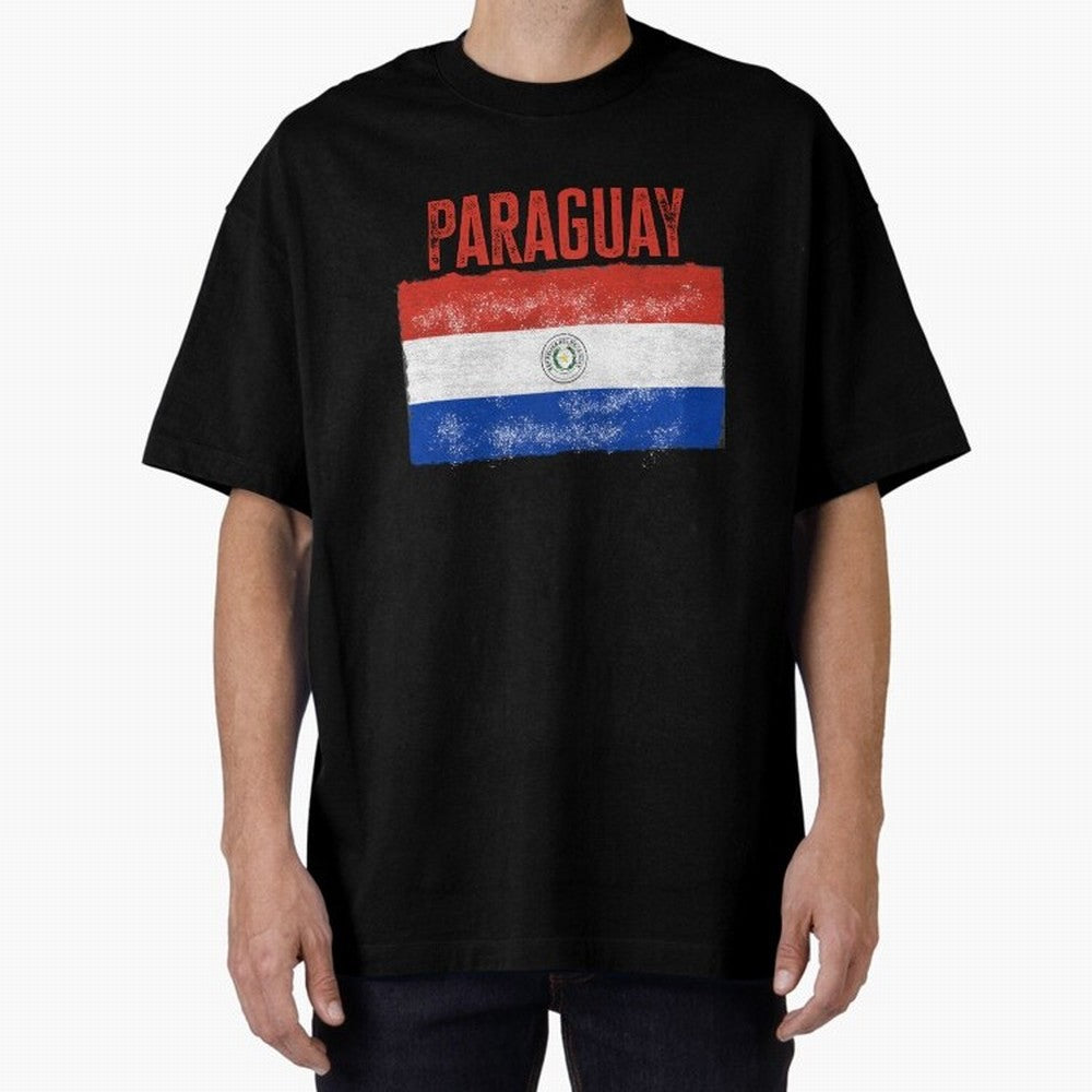 Paraguay Oversized T-Shirt Follow FIFA World Cup 2026 USA Canada Mexico Connected to Messi, Spain Energy, Vintage Soccer Flavor, Modern Football Stars, National Flags and Final Night Emotion; Created for Match Day Parties, Soccer Gifts, Fan Photos,