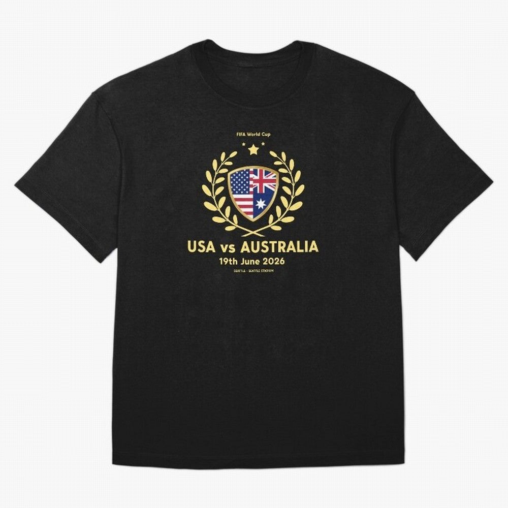 FIFA World Cup - USA v Australia Oversized T-Shirt Make Your Look Match Global Football Passion for FIFA World Cup 2026 USA Canada Mexico, Centered on Messi, Neymar and Mbappe, Argentina and Brazil, Retro Football Energy, Iconic Rivalries, Trophy