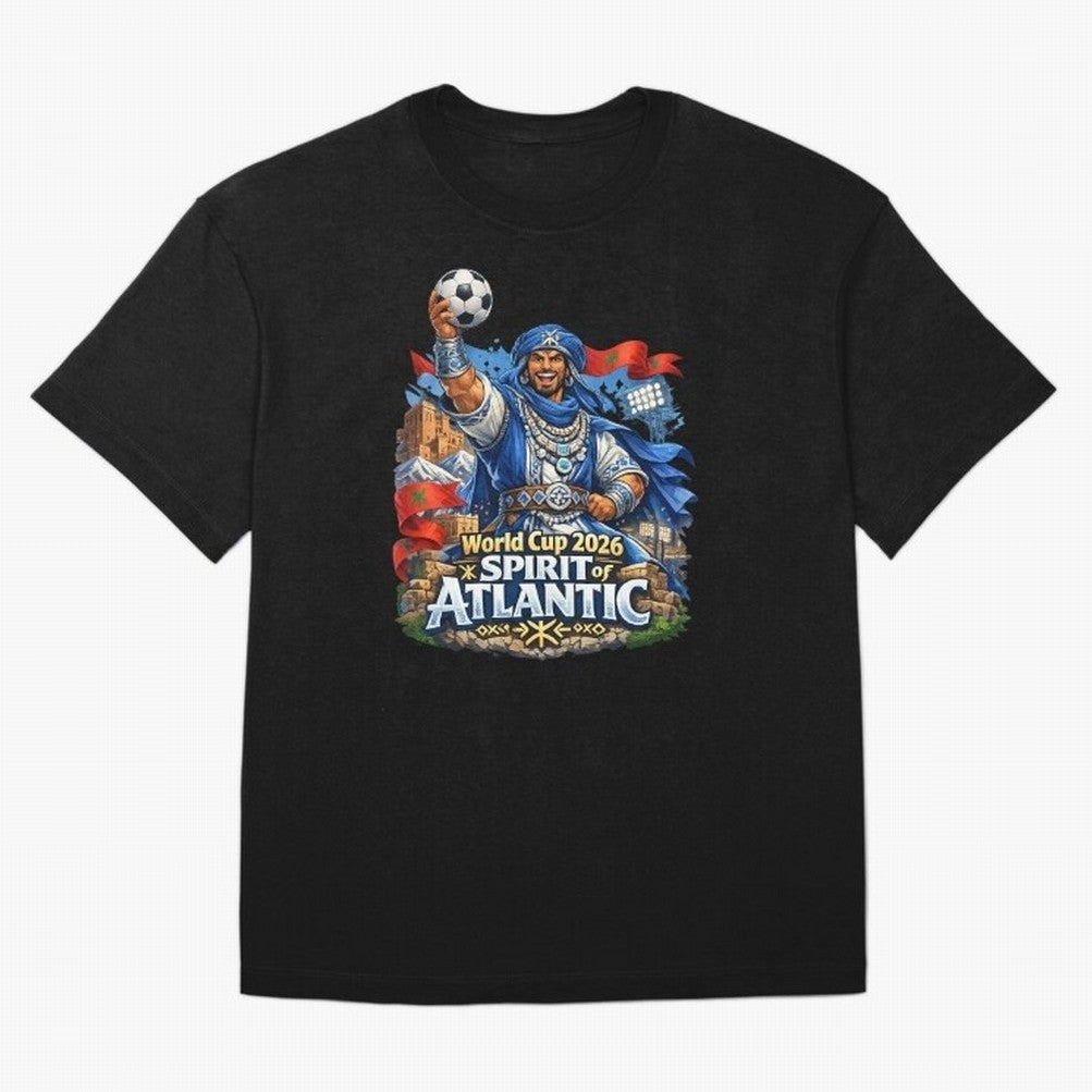Moroccan World Cup 2026 Spirit of Atlantic Oversized T-Shirt Enjoy the Biggest Football Party of FIFA World Cup 2026 Group Stage for Fans of Messi, Neymar and Mbappe and Spain and Netherlands, Bringing Classic Soccer Heritage, Championship