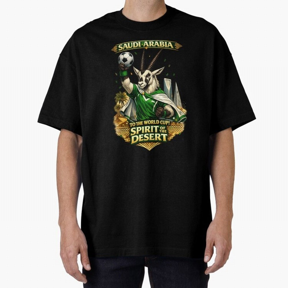 Saudi Arabia World Cup Desert Spirit Oversized T-Shirt Make Your Look Match the FIFA World Cup 2026 Journey through CR7 and Messi Highlights, England Pride, Football Festival Excitement, Trophy Ambitions, Country Rivalries and Star Player Buzz;