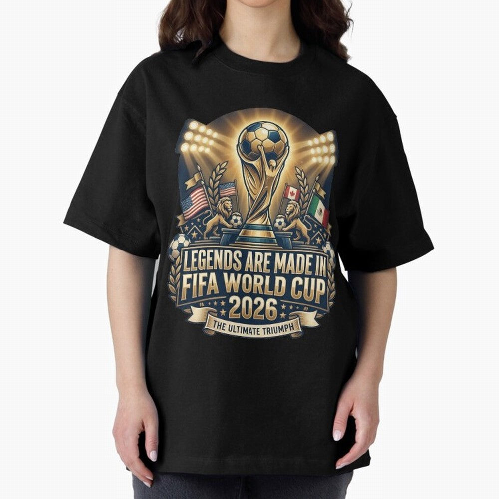 Legendary FIFA World Cup 2026 Football Quote Design For Passionate Soccer Fans Oversized T-Shirt Bring Global Tournament Vibes to Global Football Passion for FIFA World Cup 2026 Group Stage, Filled with CR7 and Messi, Argentina and Brazil,
