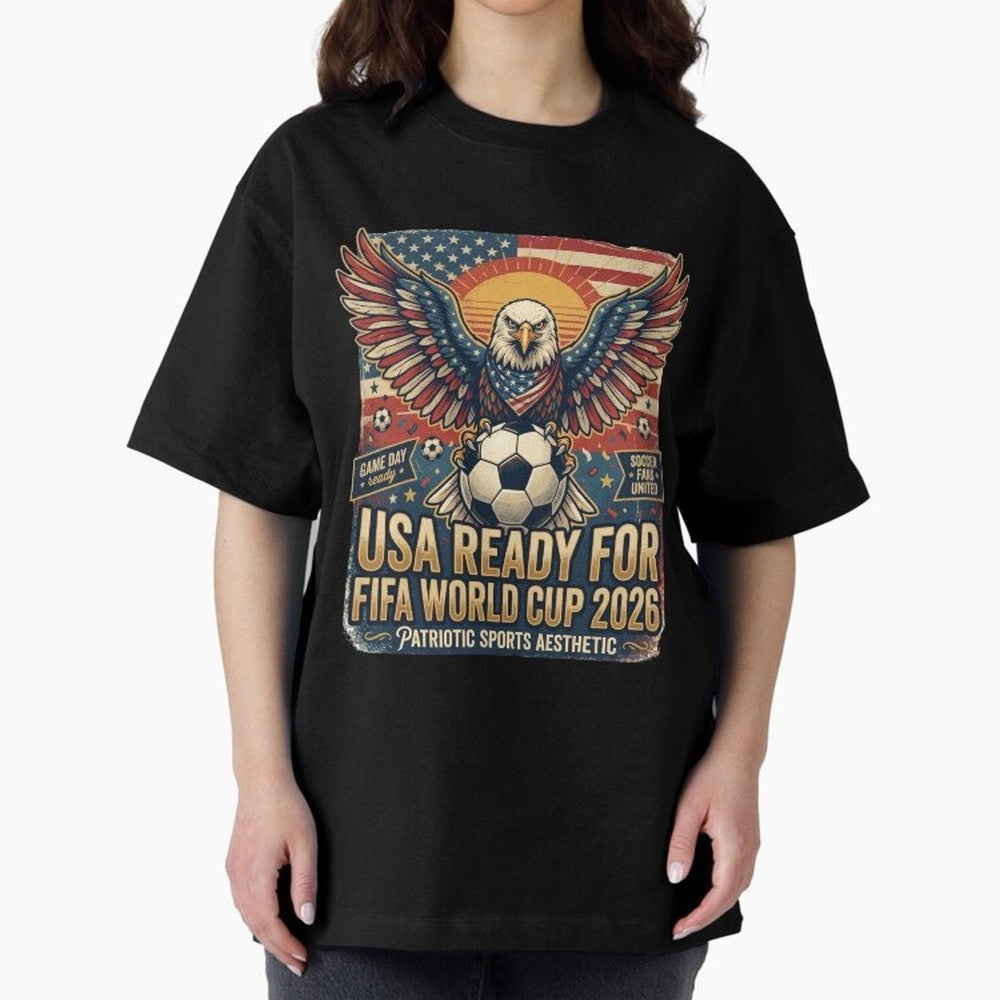 SA FIFA World Cup 2026 Soccer Pride Design For American Football Fans Oversized T-Shirt Fuel Your Fan Pride for FIFA World Cup 2026 for Fans of Mbappe and Neymar and Portugal, Bringing Championship Spirit, Famous Goals, Roaring Crowds and