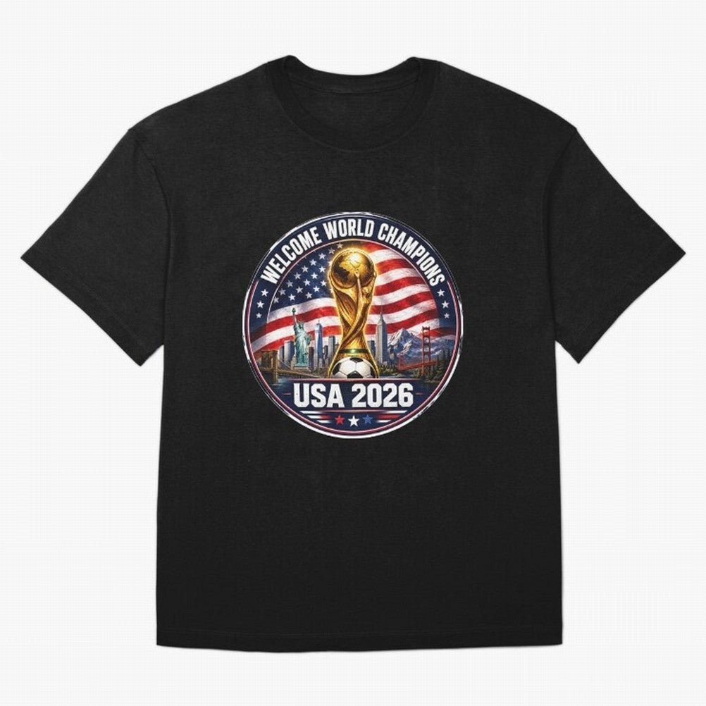 World Cup 2026 Celebration T-Shirt | USA Canada Mexico Soccer Fan Tee Oversized T-Shirt Live the Energy of the FIFA World Cup 2026 USA Canada Mexico Journey through Cristiano Ronaldo Highlights, Spain Pride, Football Festival Excitement, Trophy