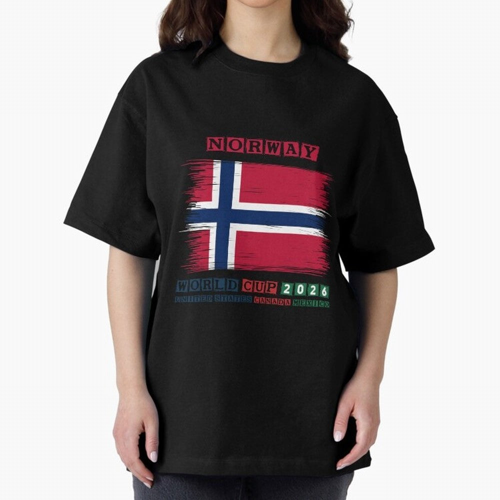 NORWAY WORLD CUP 2026 Oversized T-Shirt Honor FIFA World Cup 2026 Group Stage for Fans of CR7 and Spain and Netherlands, Bringing Goal Celebration Energy, Supporter Heritage, Football Icons and Worldwide Tournament Joy; Made for Die Hard