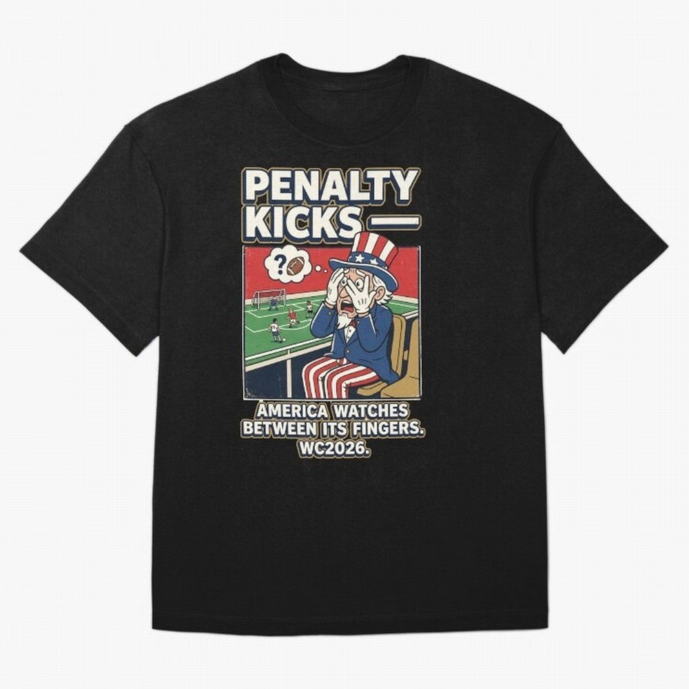 Penalty Kicks ¡ª WC2026 V2 Oversized T-Shirt Join FIFA World Cup 2026 USA Canada Mexico Spirit, with Germany, Messi, Football Festival Excitement, Trophy Ambitions, Country Rivalries and Star Player Buzz; Created for Match Day Parties, Soccer