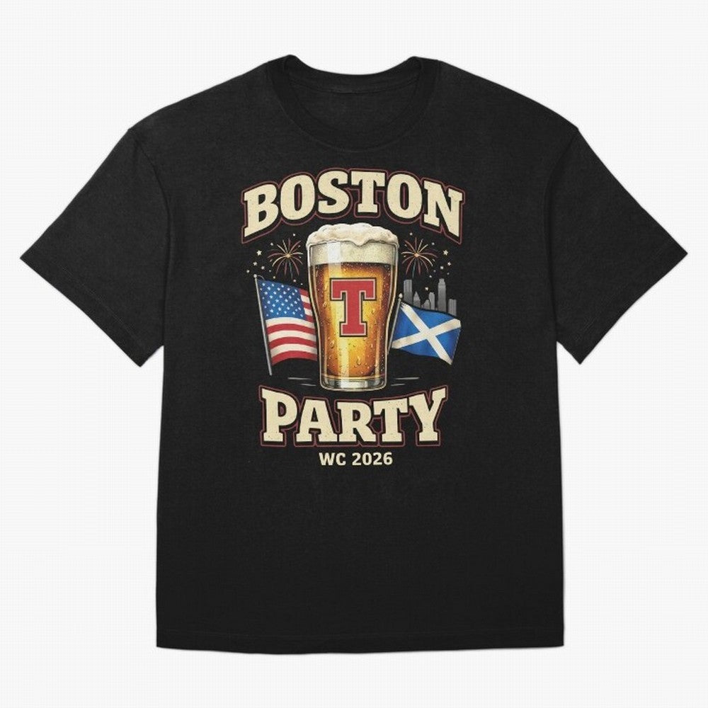 Boston T?Party Scotland Football WC 2026 Oversized T-Shirt Bring Legendary Rivalry Energy to Match Day Hype around FIFA World Cup 2026 Group Stage, Messi and Cristiano Ronaldo, France and Portugal, Sports Nostalgia, International Competition,