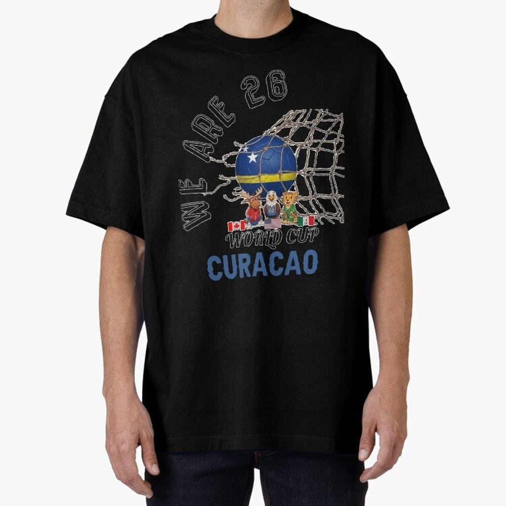 World cup 26 - Curacao Oversized T-Shirt Celebrate Global Passion for FIFA World Cup 2026 Spirit, Centered on England and Germany, Cristiano Ronaldo, Haaland and CR7, Game Day Rituals, Football Legends, Country Pride and the Road to the Final;