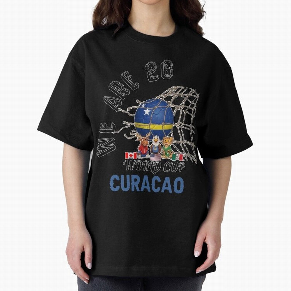 World cup 26 - Curacao Oversized T-Shirt Celebrate Global Passion for FIFA World Cup 2026 Spirit, Centered on England and Germany, Cristiano Ronaldo, Haaland and CR7, Game Day Rituals, Football Legends, Country Pride and the Road to the Final;