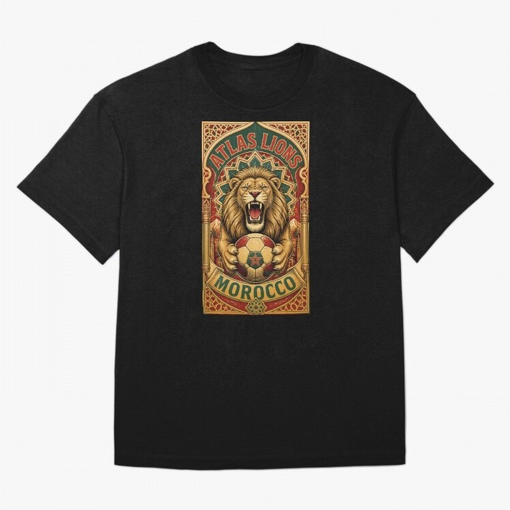 Morocco Soccer Lion - Atlas Lions Vintage African Football Fan T-Shirt Oversized T-Shirt Stand Proud for FIFA World Cup 2026 for Fans of CR7 and Germany, Bringing Supporter Pride, Iconic Celebrations, Legendary Names and Global Match Day Energy;
