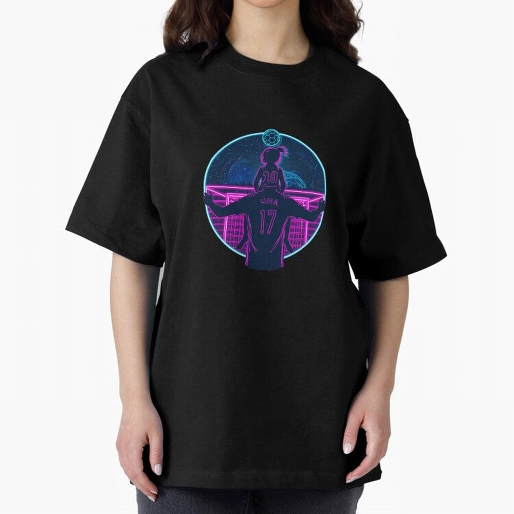 Retro Soccer Fatherhood Art Oversized T-Shirt Represent the Passion of Match Day Hype around FIFA World Cup 2026 USA Canada Mexico, Haaland, Brazil, Classic Soccer Heritage, Championship Pressure, Fan Loyalty and International Pride; Created for
