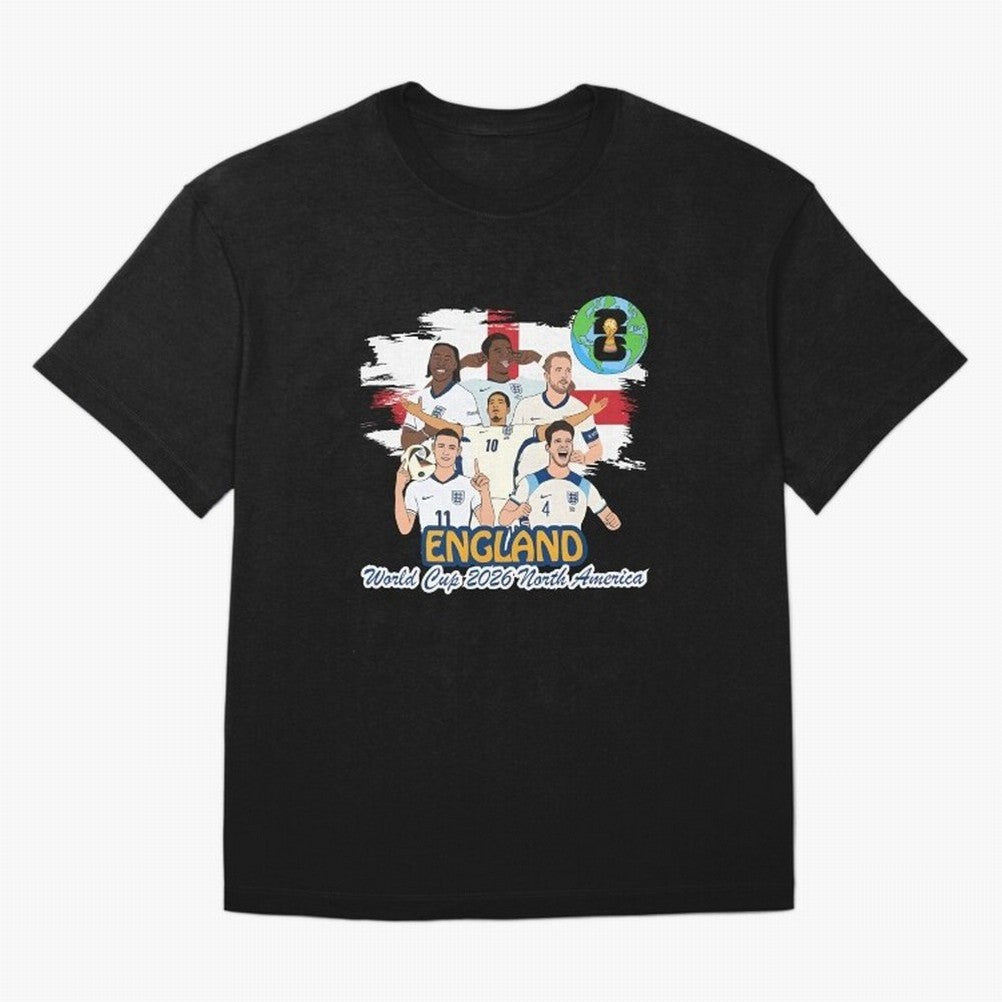 England Soccer Stars World Cup 2026 North America Oversized T-Shirt Mark the FIFA World Cup 2026 USA Canada Mexico Journey through Mbappe and Neymar Highlights, Netherlands Pride, Vintage Soccer Flavor, Modern Football Stars, National Flags and