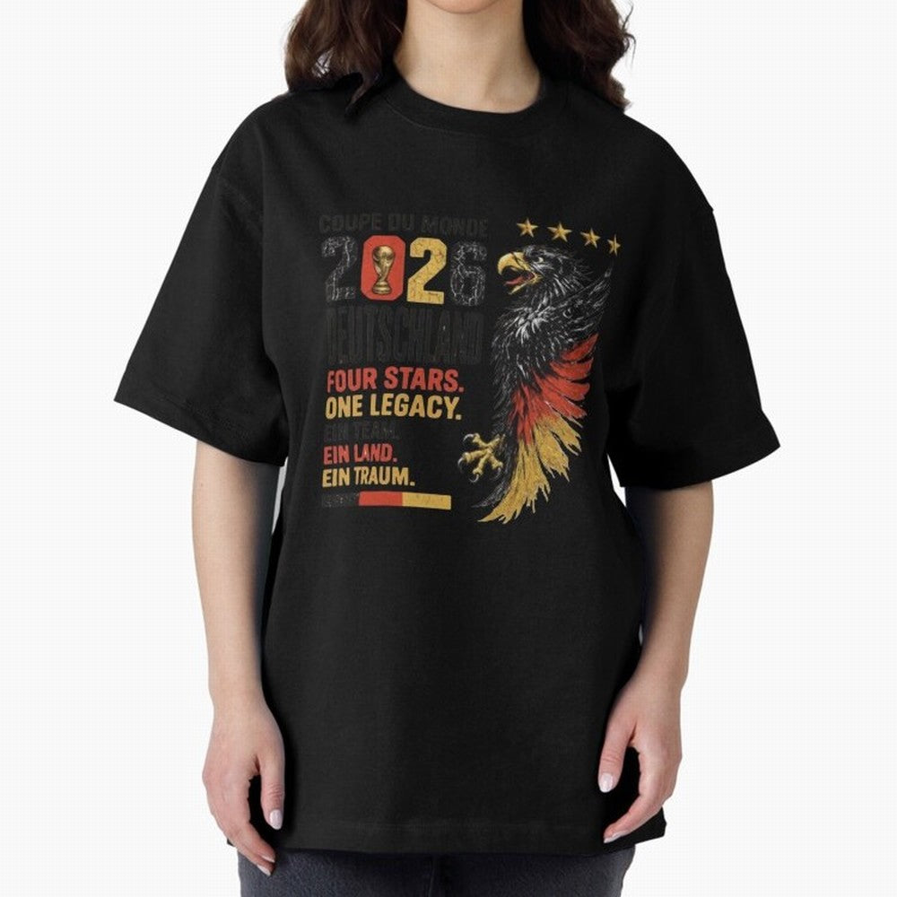 Germany Soccer World Cup 2026 Eagle Vintage Design Oversized T-Shirt Celebrate Fan Favorites in FIFA World Cup 2026 USA Canada Mexico for Fans of CR7 and Messi and France, Bringing Goal Celebration Energy, Supporter Heritage, Football Icons and