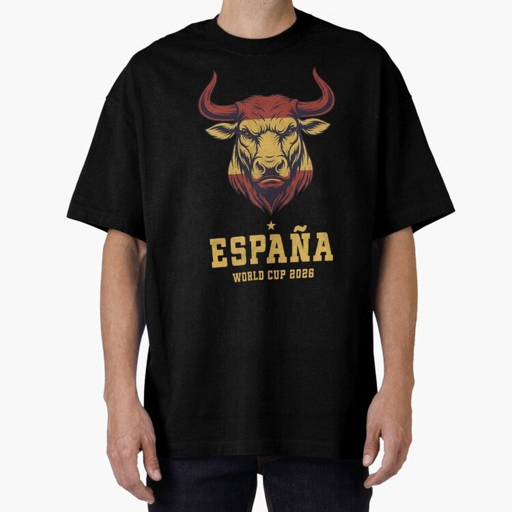 Spain Football World Cup 2026 - Vintage Spanish Bull Espa?a Oversized T-Shirt Keep Football History Alive during FIFA World Cup 2026 USA Canada Mexico Spirit, with Spain and Netherlands, CR7, Tournament Hype, Historic Matchups, Family Viewing