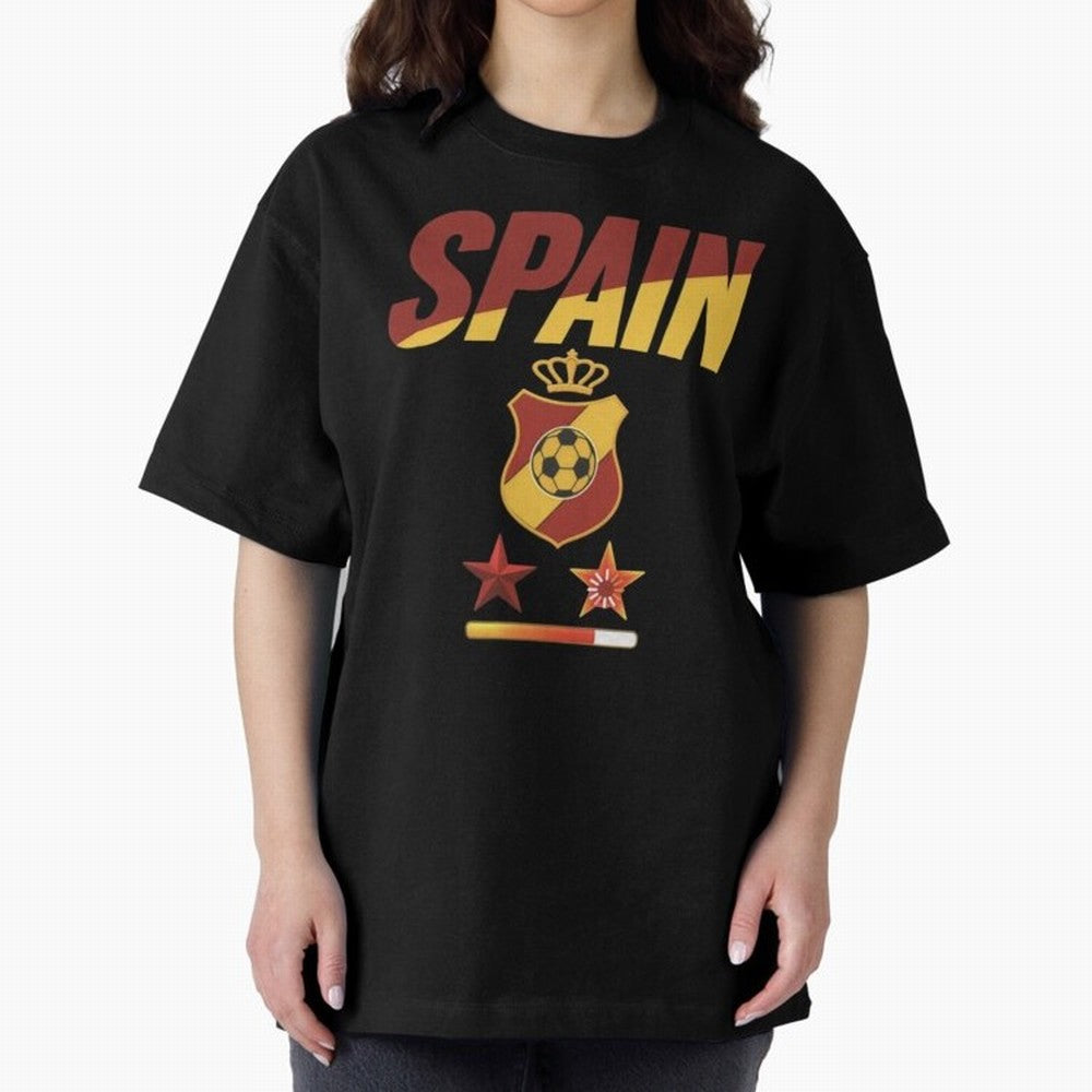 Spain Football World Cup 2026 - La Roja Stars Loading Oversized T-Shirt Keep the Match Day Mood of FIFA World Cup 2026 USA Canada Mexico Spirit, Built around Brazil, Portugal and Argentina, Mbappe and Neymar, Match Day Excitement, Supporter