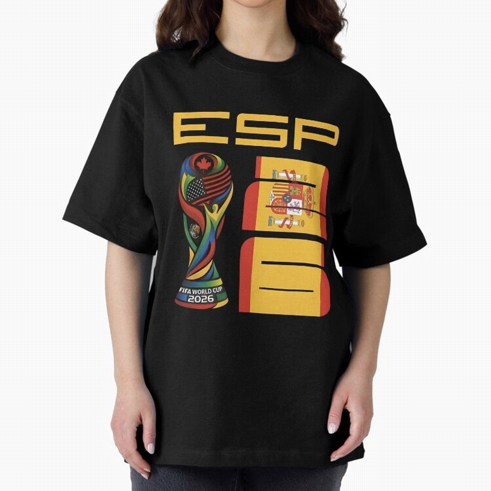 Spain Soccer World Cup 2026 Fan Art - ESP La Roja Oversized T-Shirt Carry the Colors and Pride of FIFA World Cup 2026 Group Stage Inspired by Cristiano Ronaldo, Haaland and CR7, England and Germany Energy, Football History, Final Match Energy,