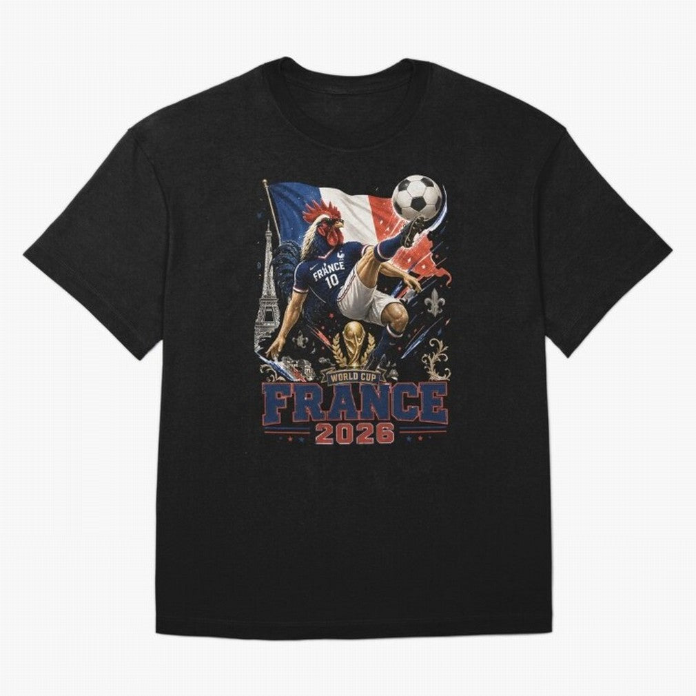 France Football World Cup 2026 Retro Rooster Kick - Les Bleus Oversized T-Shirt Join the FIFA World Cup 2026 Journey through Neymar Highlights, Brazil Pride, Stadium Memories, Football Loyalty, International Chants and Championship Tradition;