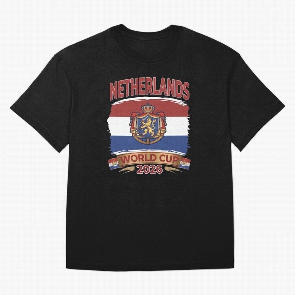 Netherlands World Cup 2026 Coat of Arms Football Design Oversized T-Shirt Bring Supporter Culture to FIFA World Cup 2026 USA Canada Mexico for Fans of Neymar and Spain, Bringing Football History, Final Match Energy, Crowd Noise and Once in a