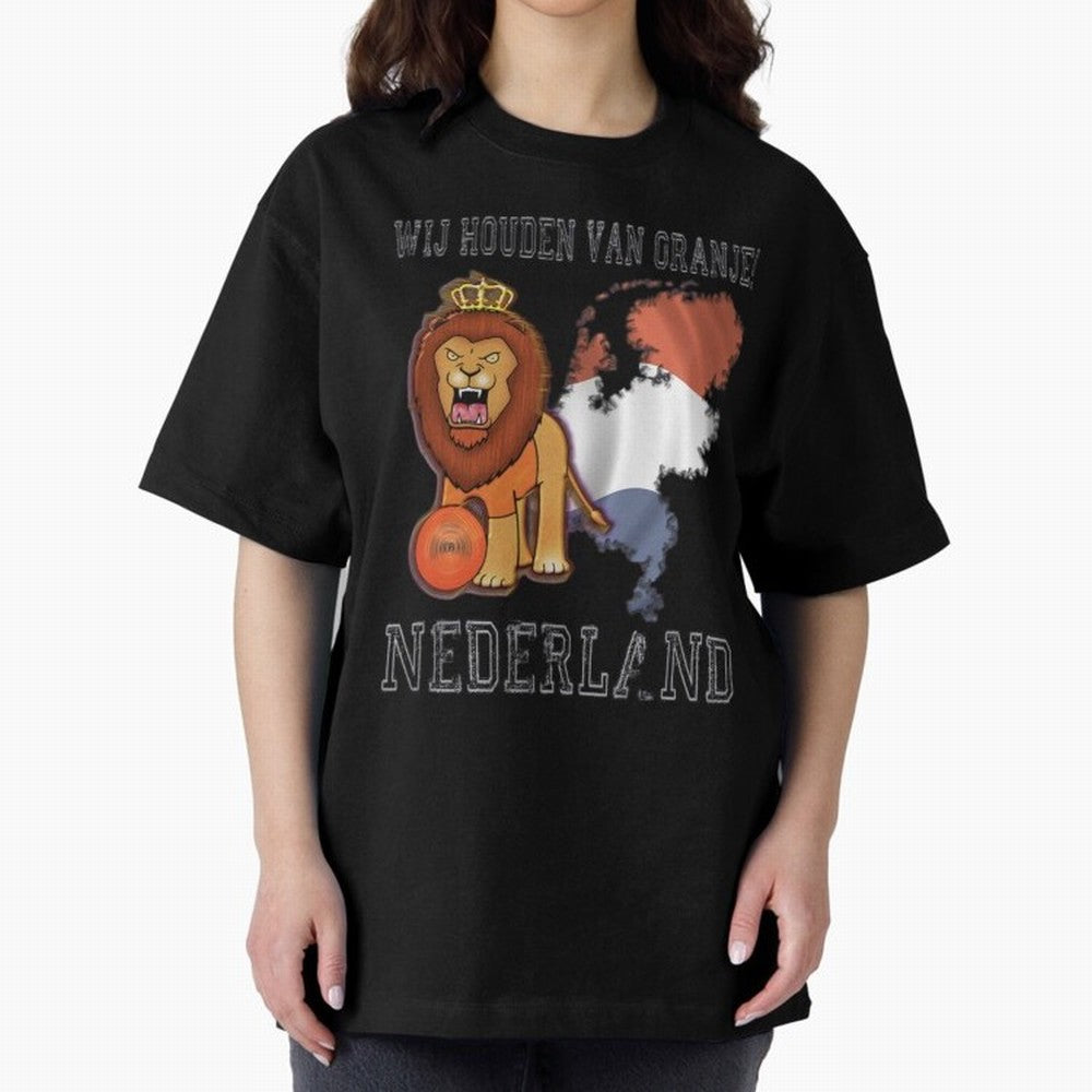 Dutch Pride Lion - Netherlands Football Fans Oranje Oversized T-Shirt Honor the Beautiful Game during the FIFA World Cup 2026 Group Stage Journey through CR7 Highlights, France Pride, Vintage Soccer Flavor, Modern Football Stars, National Flags and
