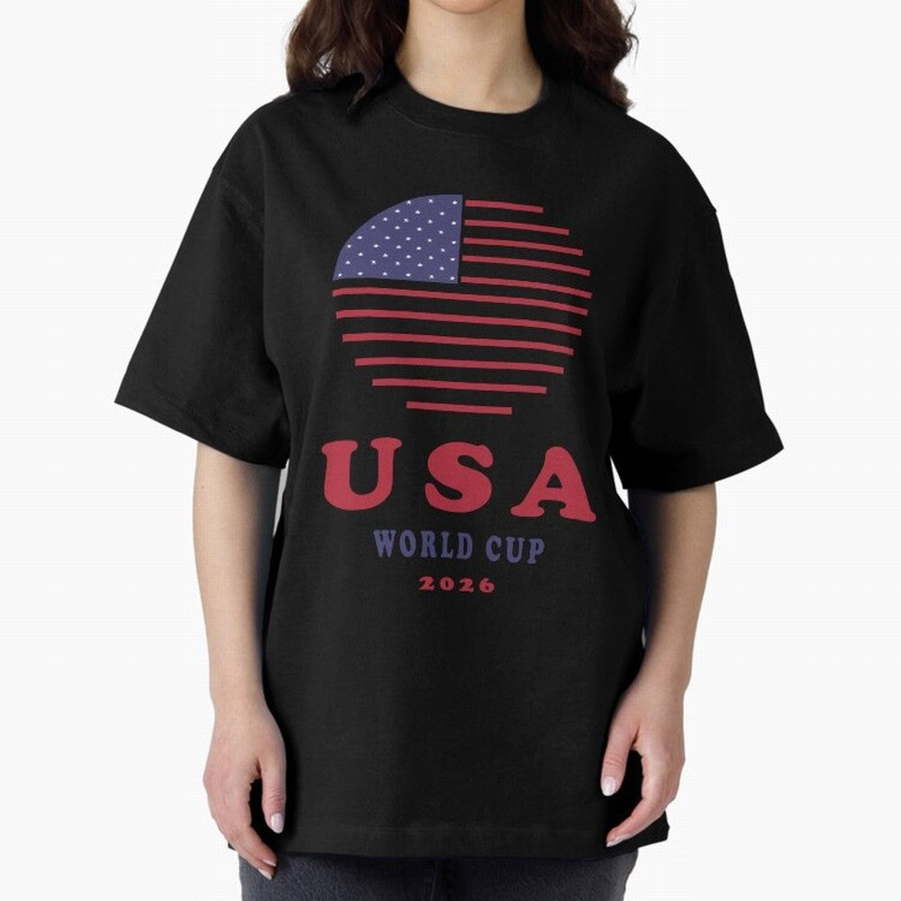 USA World Cup 2026 Soccer Fan Shirt | American Flag Football Retro Patriotic Design Oversized T-Shirt Support Your Favorite Stars during FIFA World Cup 2026 USA Canada Mexico Spirit, Driven by England and Germany, Messi and Cristiano Ronaldo, Retro