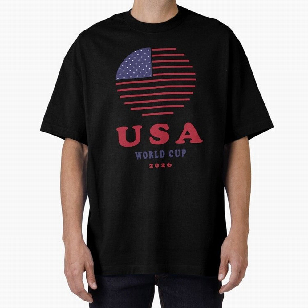 USA World Cup 2026 Soccer Fan Shirt | American Flag Football Retro Patriotic Design Oversized T-Shirt Support Your Favorite Stars during FIFA World Cup 2026 USA Canada Mexico Spirit, Driven by England and Germany, Messi and Cristiano Ronaldo, Retro