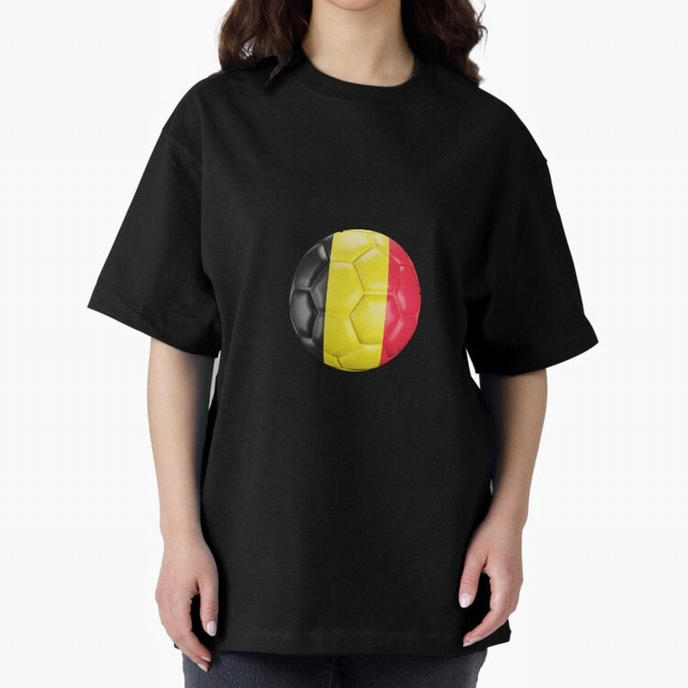Belgium Football Ball Oversized T-Shirt Represent the Passion of Match Day Hype around FIFA World Cup 2026 Group Stage, CR7 and Messi, Argentina, Game Day Rituals, Football Legends, Country Pride and the Road to the Final; Created for Match Day