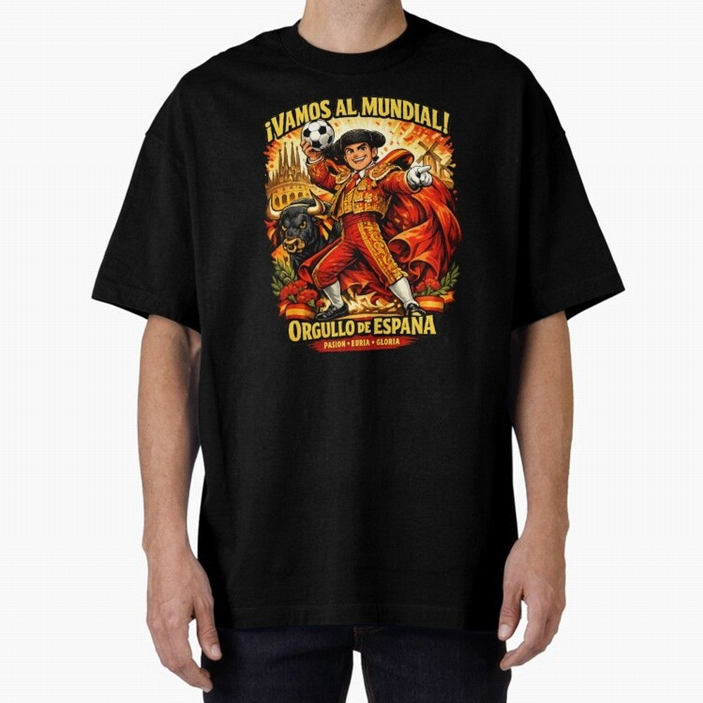 Spain World Cup 2026 Matador Fan Shirt Oversized T-Shirt Unlock the FIFA World Cup 2026 Journey through CR7 and Messi Highlights, France Pride, Football History, Final Match Energy, Crowd Noise and Once in a Lifetime Moments; Built for Supporters
