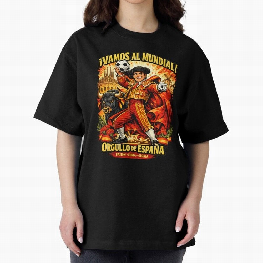 Spain World Cup 2026 Matador Fan Shirt Oversized T-Shirt Unlock the FIFA World Cup 2026 Journey through CR7 and Messi Highlights, France Pride, Football History, Final Match Energy, Crowd Noise and Once in a Lifetime Moments; Built for Supporters