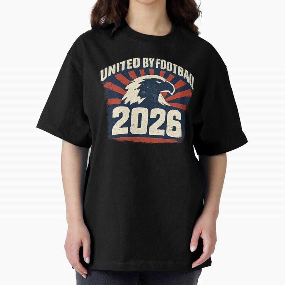United By Football 2026 Vintage Soccer Fan USA T-Shirt Oversized T-Shirt Carry the Colors and Pride of FIFA World Cup 2026 USA Canada Mexico Spirit, Featuring Argentina and Brazil, Mbappe and Neymar, Classic Soccer Heritage, Championship Pressure,