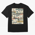 World Travel Ticket Aesthetic Collage Global City Vibes Oversized T-Shirt Show Your Tournament Heart for Global Football Passion for FIFA World Cup 2026 USA Canada Mexico, Highlighting Messi, CR7 and Mbappe, France, Goal Celebration Energy,