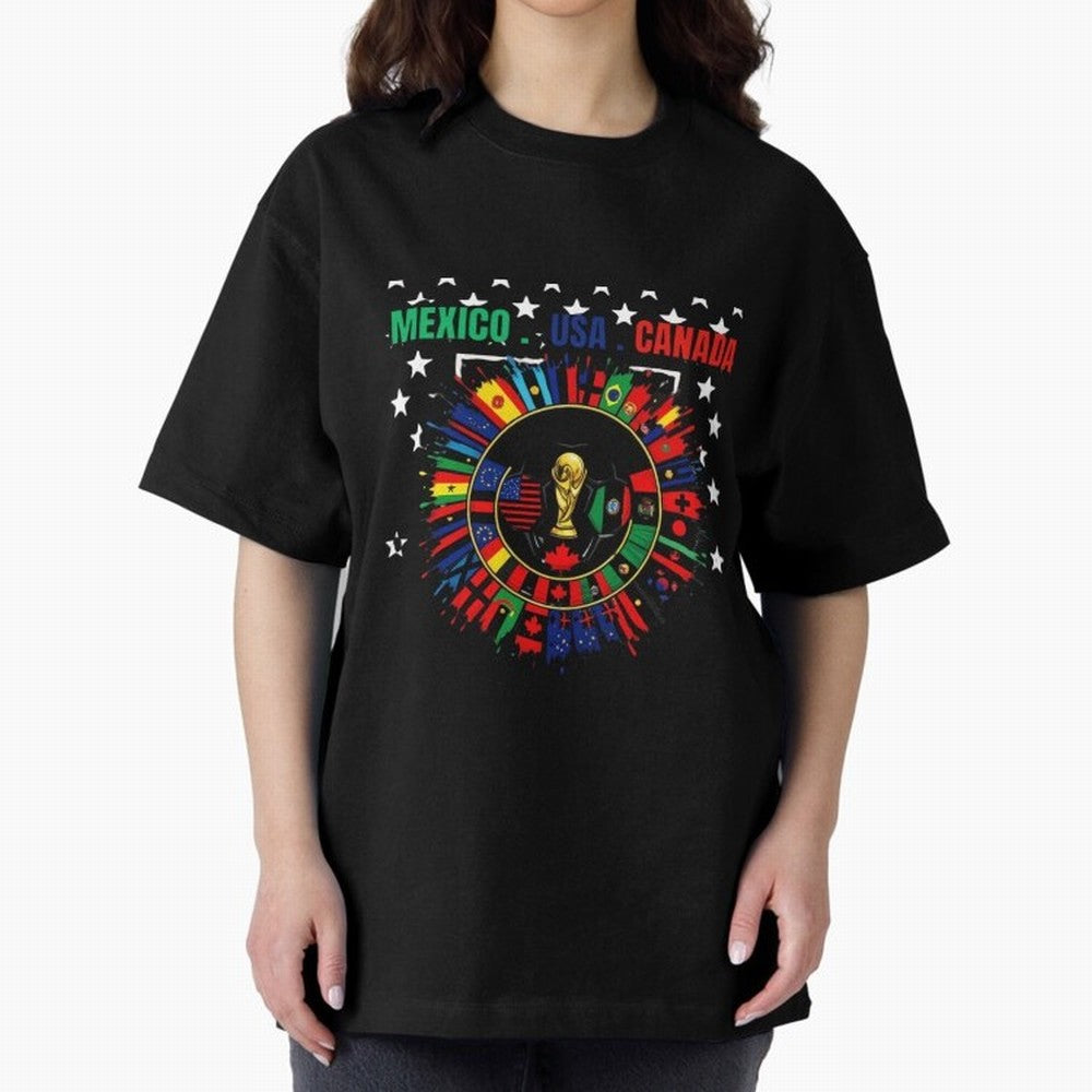 Multinational Nations Flags Badge Oversized T-Shirt Keep Football History Alive during the FIFA World Cup 2026 Journey through Cristiano Ronaldo, Haaland and CR7 Highlights, Argentina, France and Brazil Pride, Champion Mindset, Group Stage Buzz,