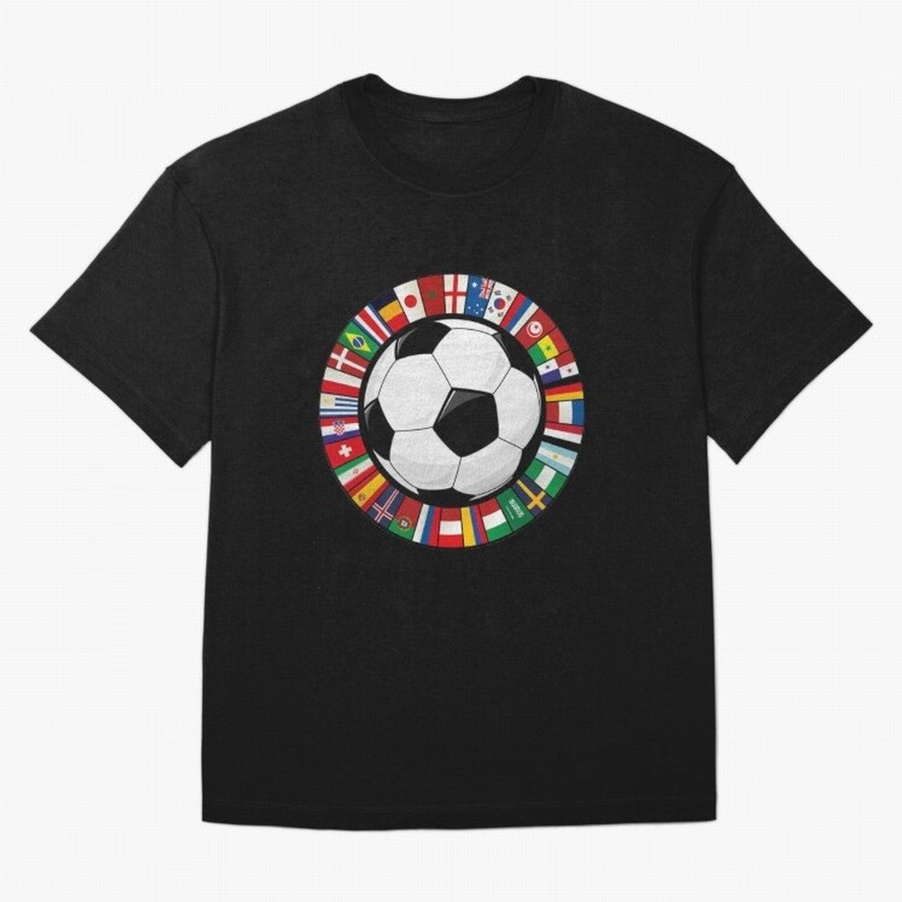 Global Nations Football Circle Art Oversized T-Shirt Mark FIFA World Cup 2026 USA Canada Mexico Spirit, Driven by Argentina, Messi, Neymar and Mbappe, Game Day Rituals, Football Legends, Country Pride and the Road to the Final; Perfect for People