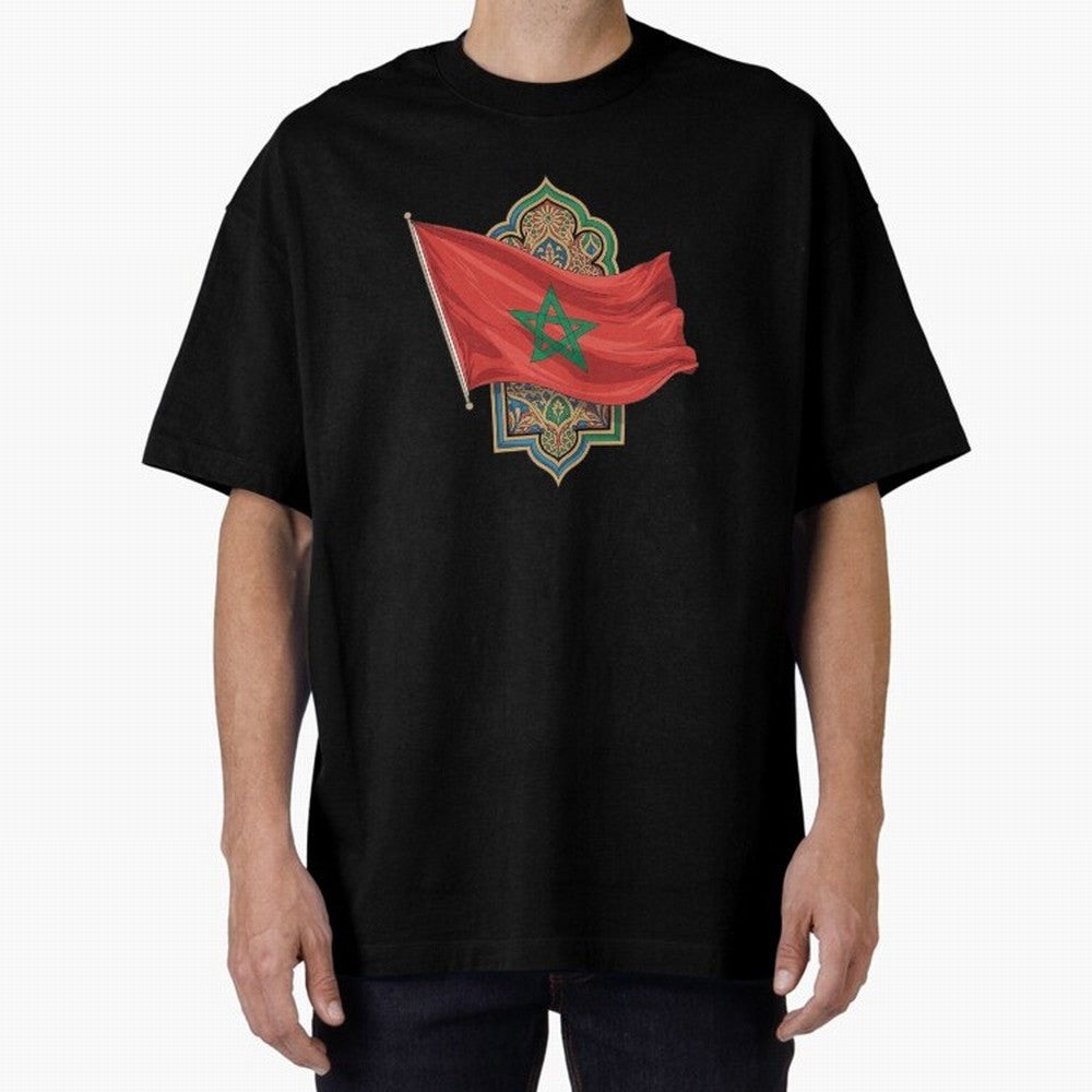 Morocco Flag Heritage World Cup 2026 Oversized T-Shirt Fuel the Hype around FIFA World Cup 2026 for Fans of CR7 and Messi and England and Germany, Bringing Match Day Excitement, Supporter Culture, Golden Goals and Global Football Passion; Ideal for