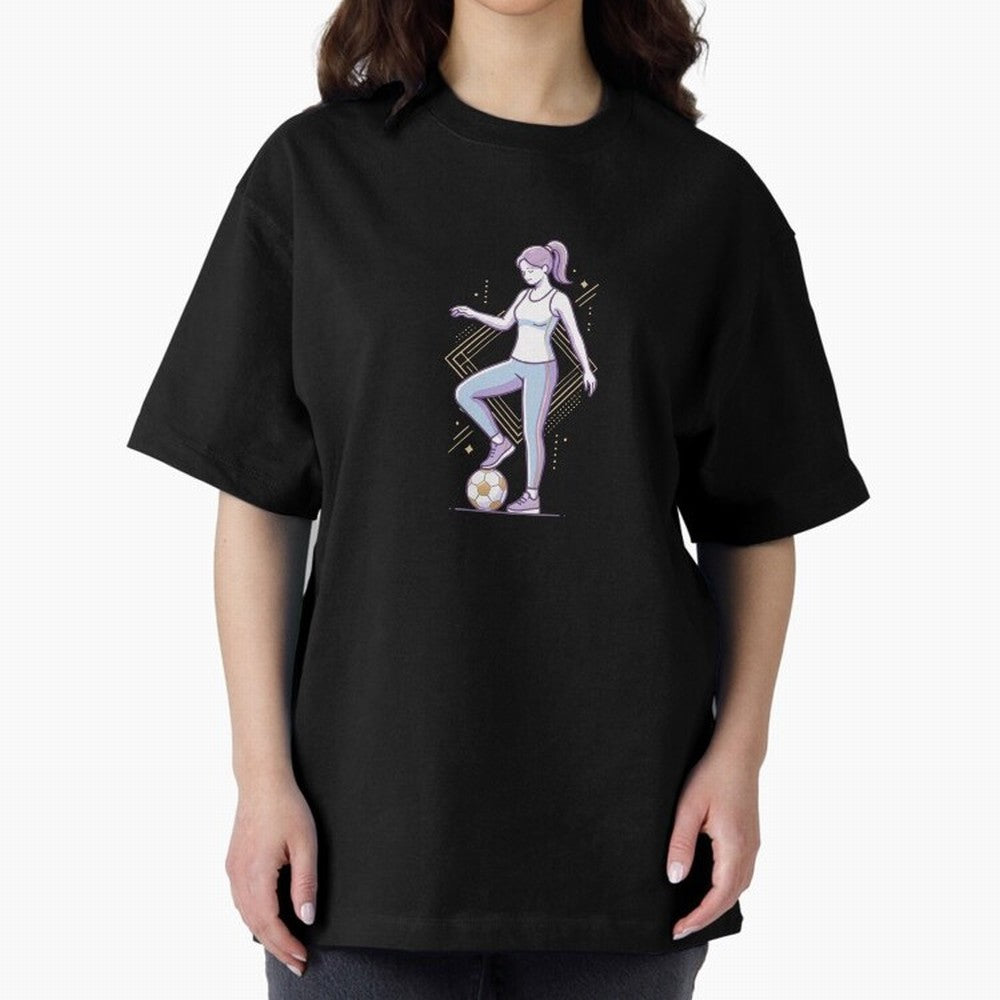 Female Soccer Player Athlete Line Art Oversized T-Shirt Follow Every Goal of FIFA World Cup 2026 Highlighting Cristiano Ronaldo, Haaland and CR7, Argentina Energy, Worldwide Fan Energy, Dramatic Goals, Stadium Lights and Championship Celebrations;